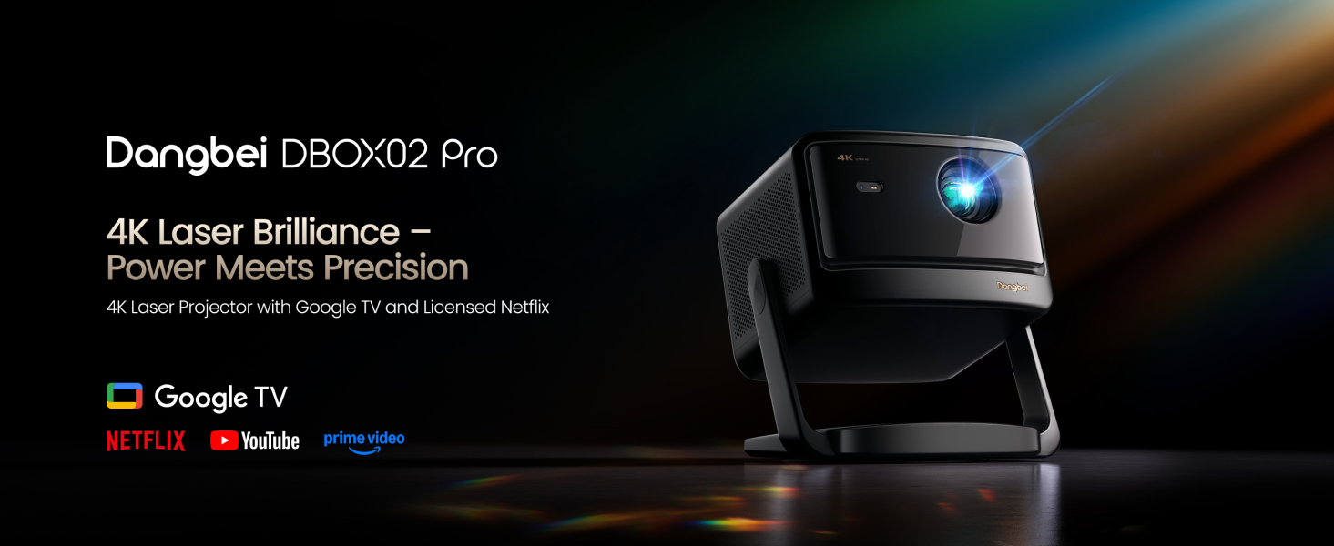 Dangbei DBOX02 Pro 4K Laser Projector with Google TV and licensed Netflix support
