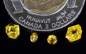 Coloured rough and polished diamonds from Naujaat Project
