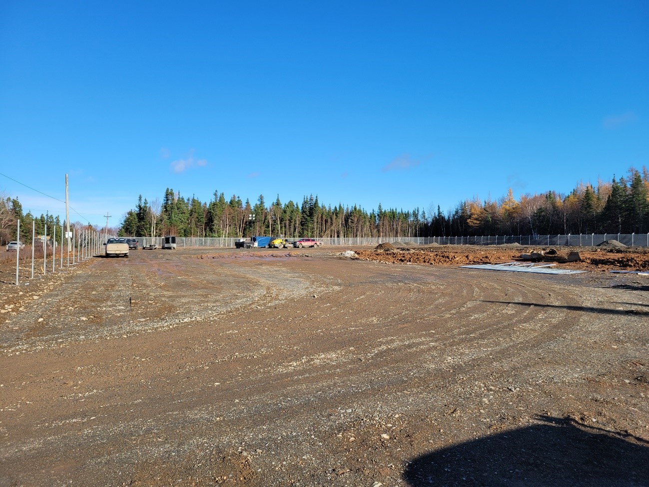 Construction of the Millertown off-site yard November 2021 (top). In use October 2022 (bottom)