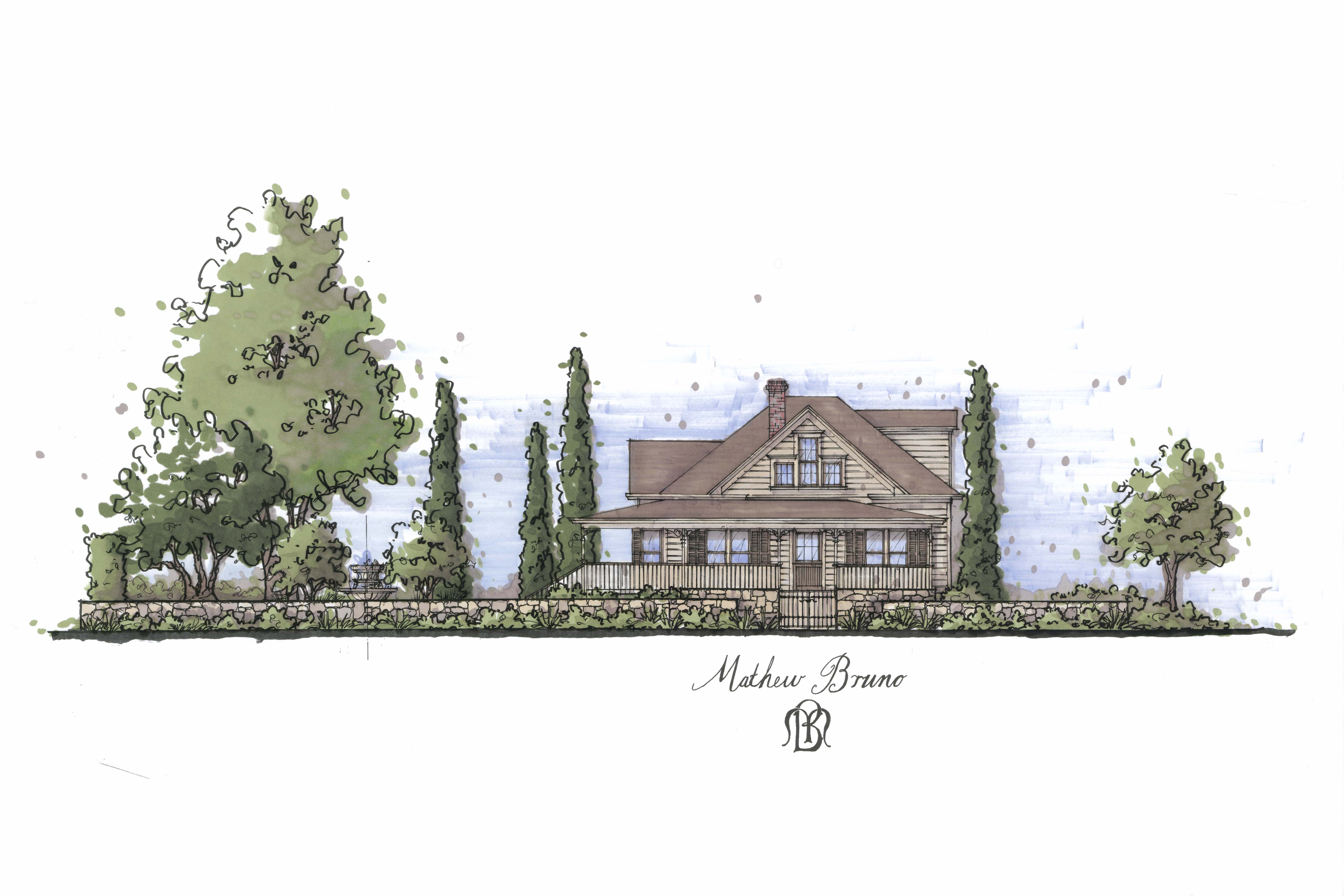 A new era will begin for a historic property in Rutherford when Mathew Bruno unveils its first-ever tasting destination next year. Originally constructed in 1894, the Queen Anne Victorian retains many original features, from bay windows to a welcoming wooden front porch that extends around two sides of the home. 

Rendering by Ken Westfall Design Studio