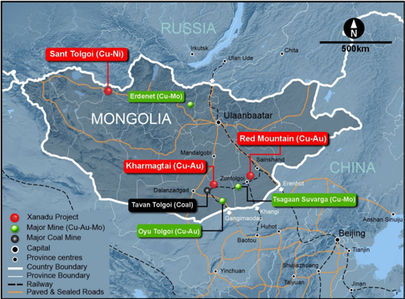 Location of Xanadu Projects in Mongolia 