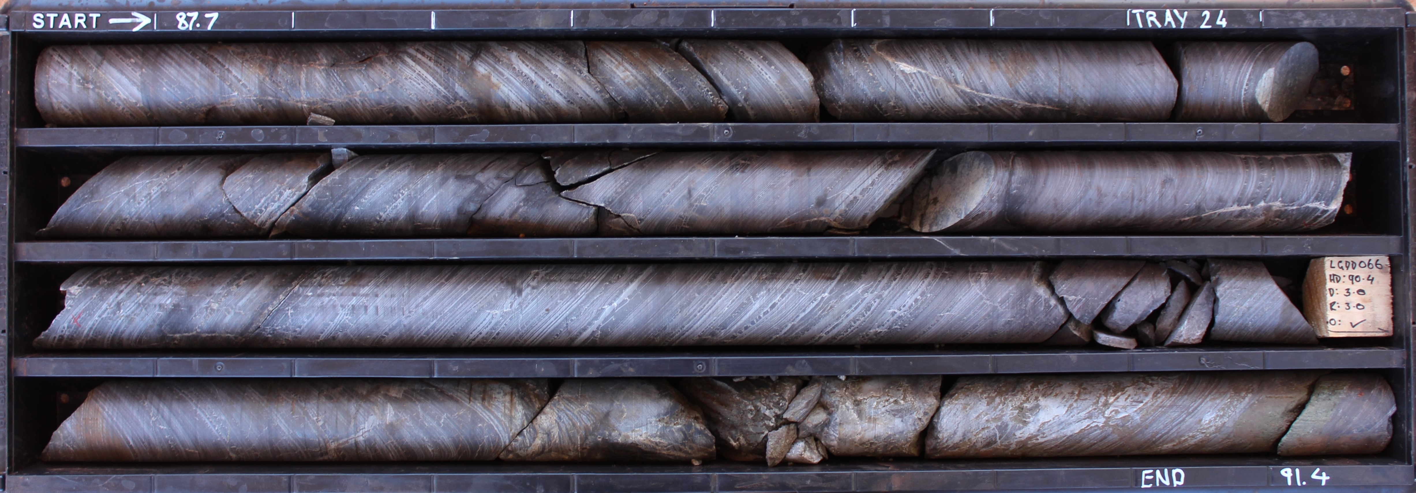 Photo 1 - Strong magnetite mineralisation in diamond drill hole LGDD_066