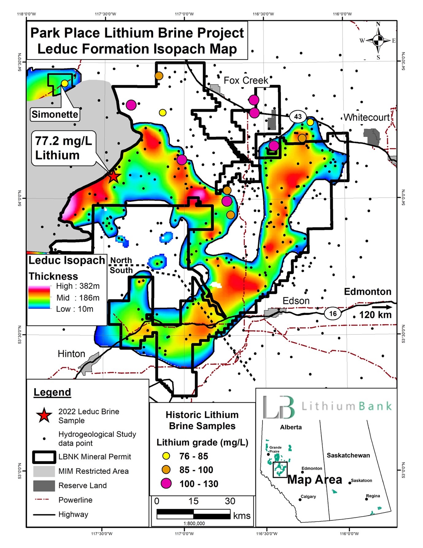 Leduc Formation Isopach map at Park Place