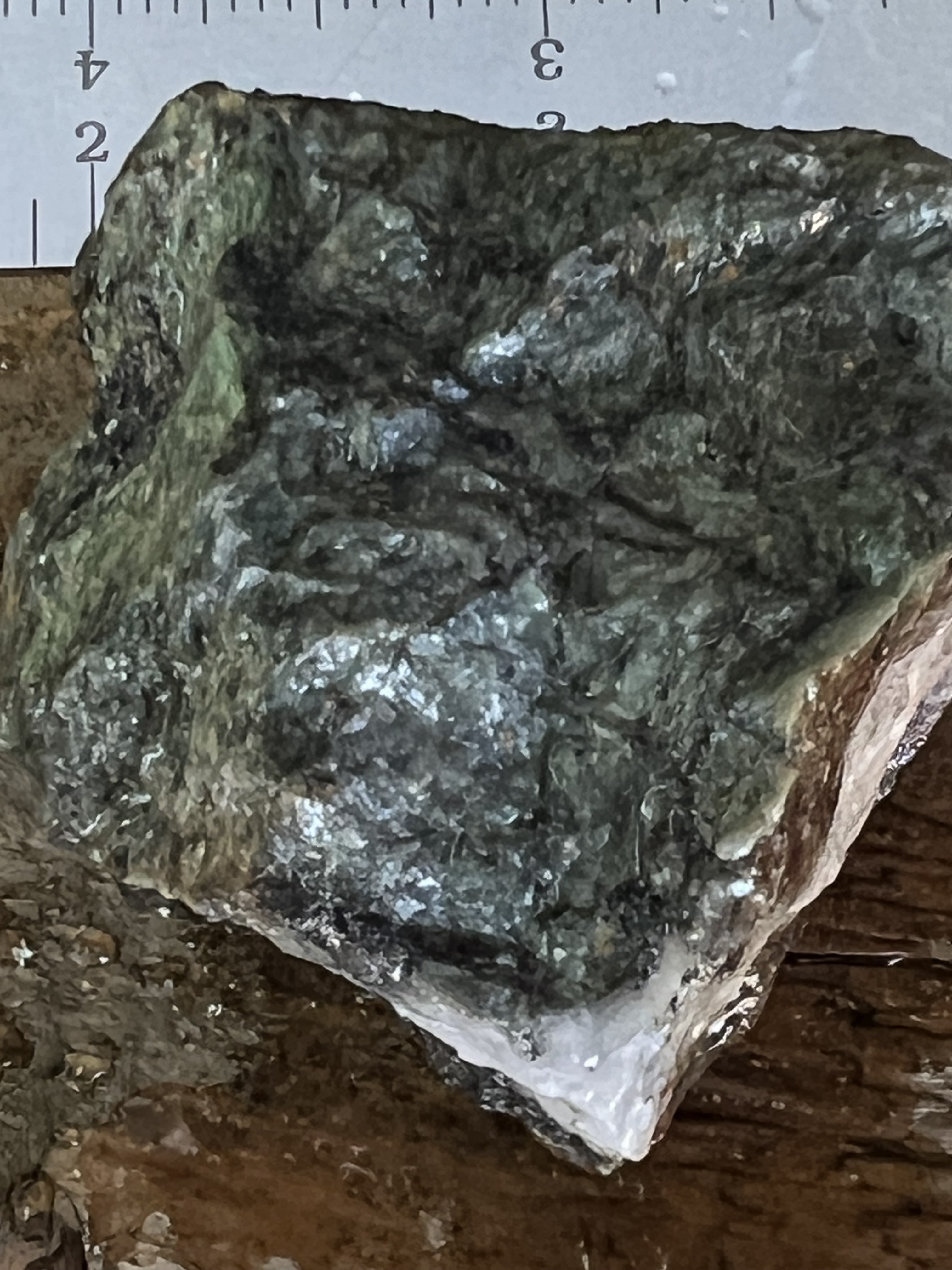 Fig2 - HLP. Strong carbonate with dark veinlets of stibnite (antimony sulphide)