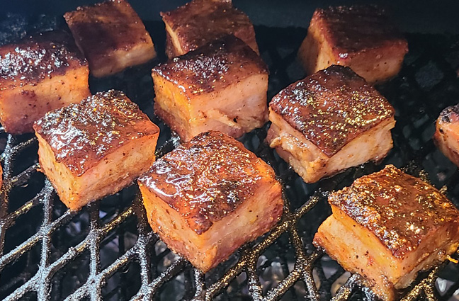 Tender Hickory Smoked Pork Belly available now at www.barbecueathome.com 