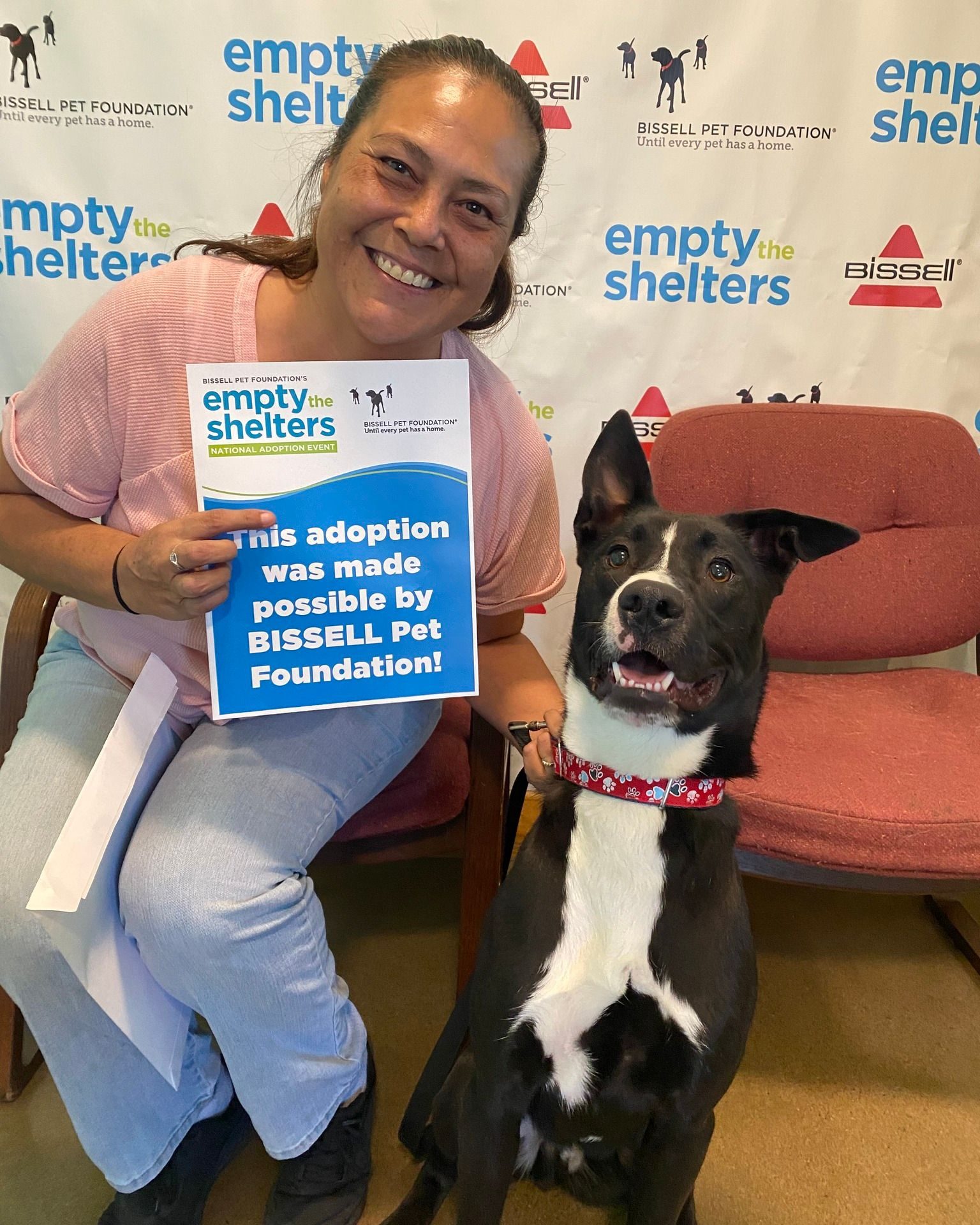 Dog adopted during BISSELL Pet Foundation's Empty the Shelters reduced-fee adoption event