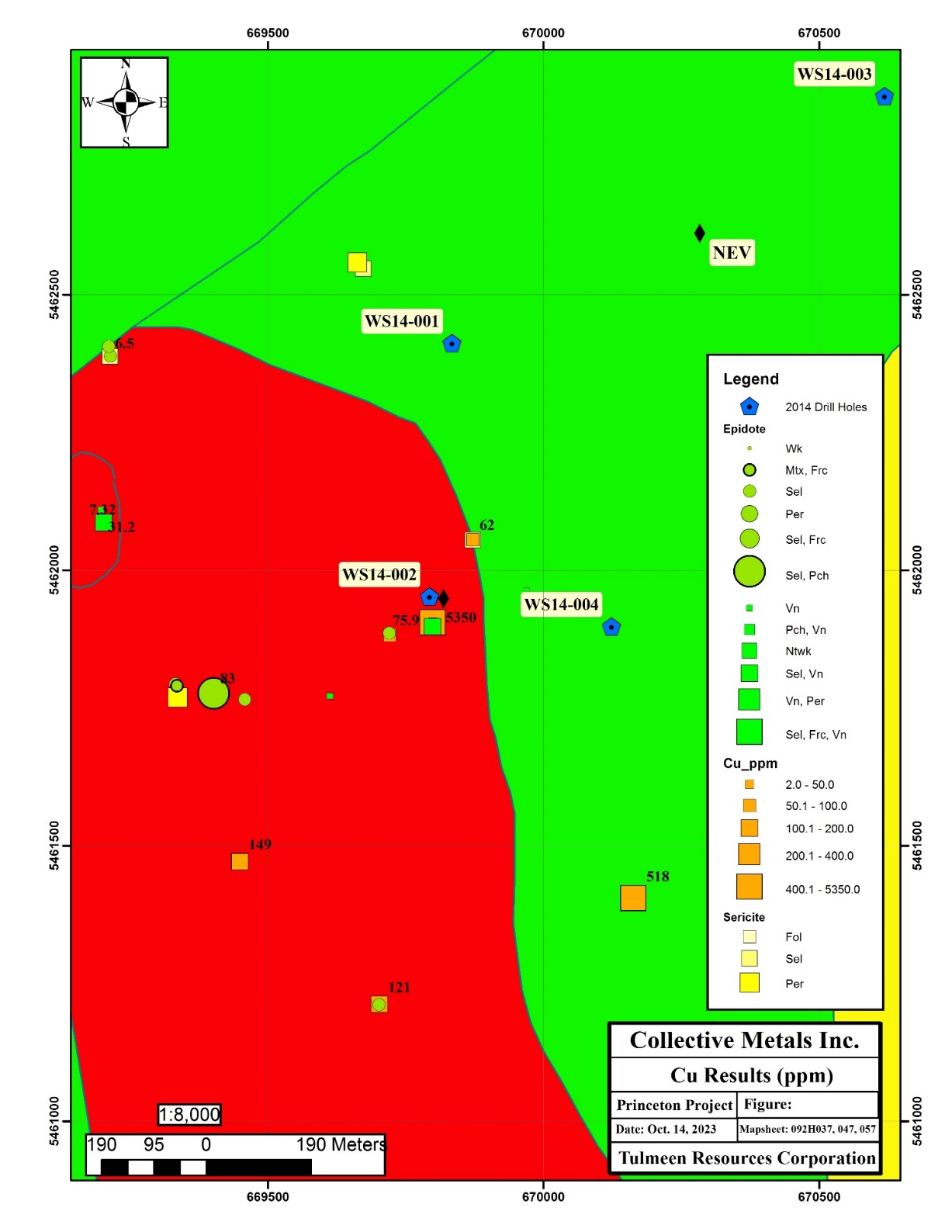 Location of 2014 DDH collars