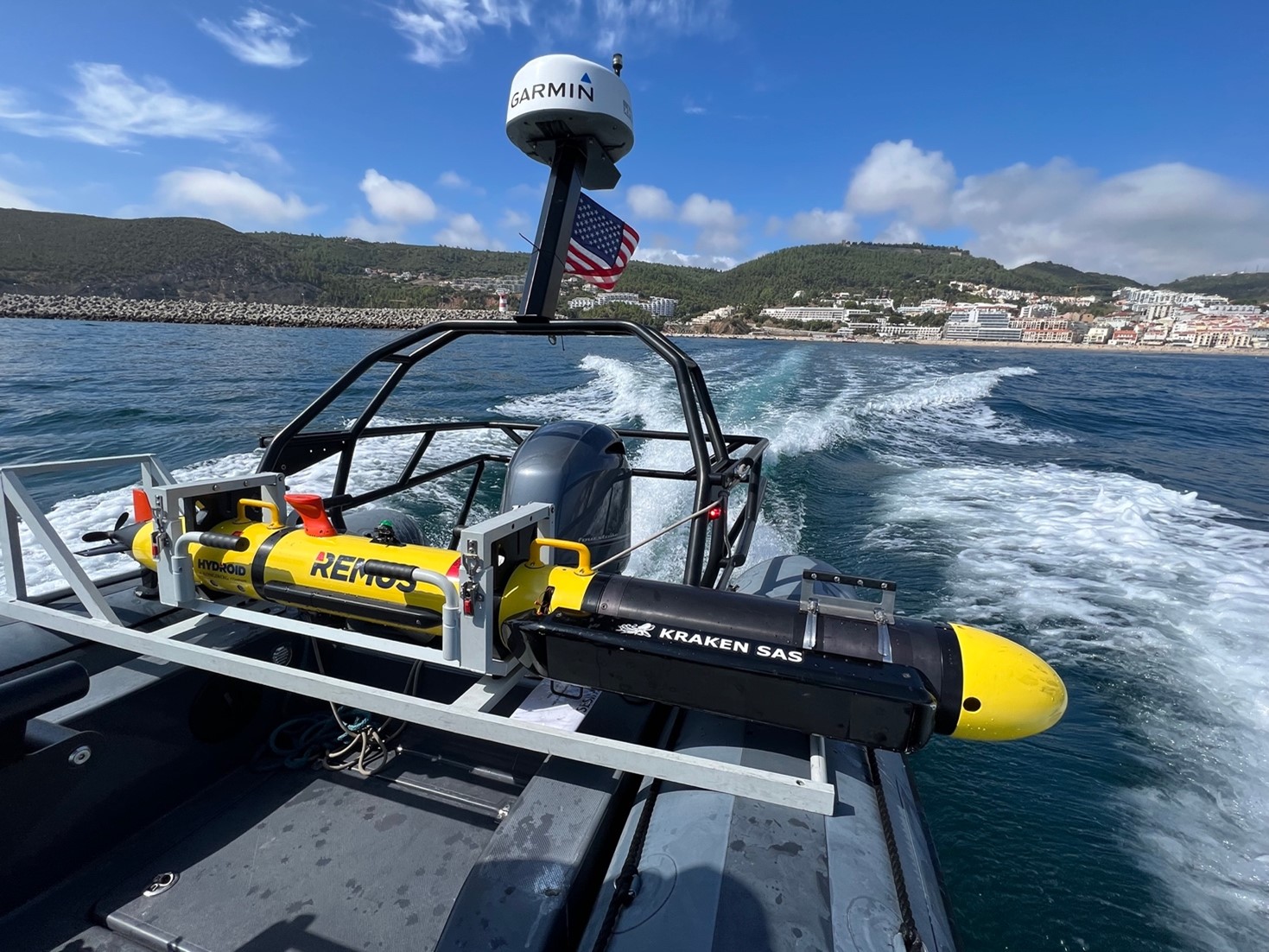Kraken MP-SAS on Royal Netherlands Navy REMUS 100 heading out to REPMUS Naval Mine Warfare operating areas off Sesimbra, Portugal.