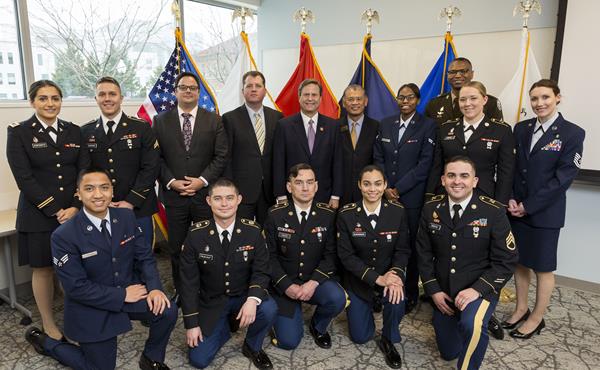 Congressman Donald Norcross, NJ-1, (center back) along with U.S. Armed Services leaders and executive leadership from Cooper University Health Care with the first graduates of Operation SMART, an military medical-readiness program. 