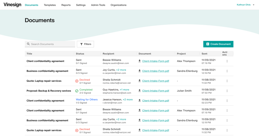 Effortlessly connect Vinesign with your Customer Relationship Management (CRM) system to streamline e-signature collection.