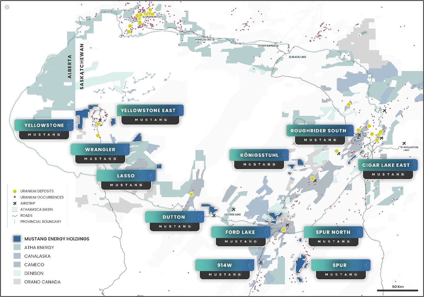 Mustang Energy Corp. Projects Map - Athabasca Basin, Saskatchewan(1)