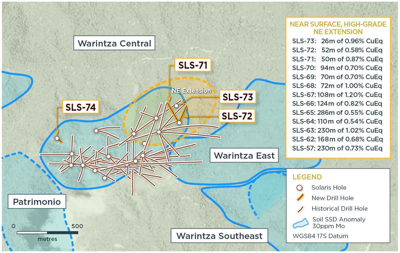 Figure 1 – Plan View of Warintza Central Drilling Released to Date