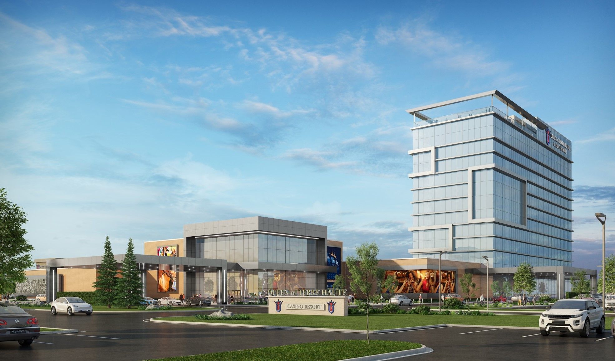 Exterior rendering of the Queen of Terre Haute Casino Resort.