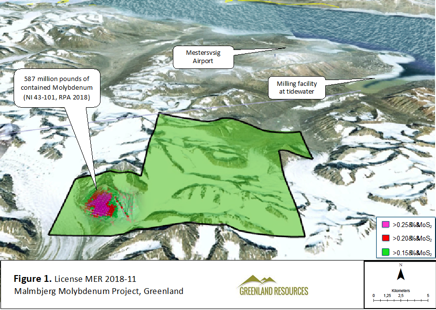 Figure 1. License MER 2018-11 Malmbjerg Molybdenum Prjoect, Greenland