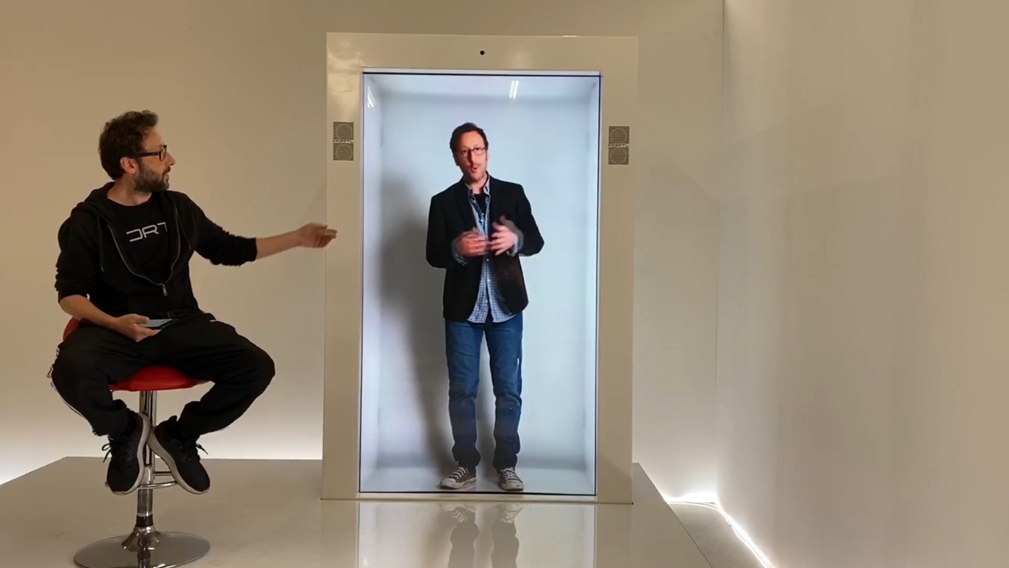 The Epic PORTL Hologram Machine powered by StoryFile's A.I. allows visitors to converse with life-like holograms. 