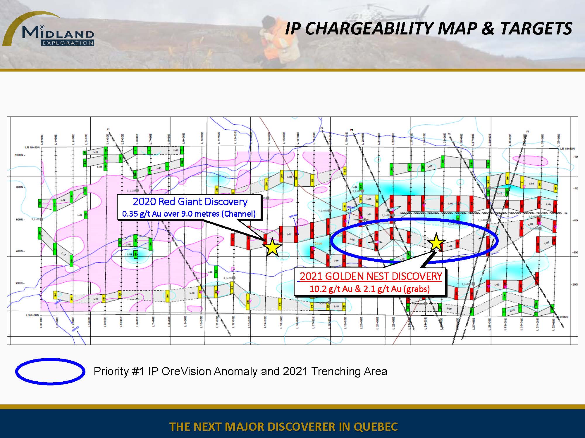 Figure 6 Carte Chargeabilité PP & Cibles