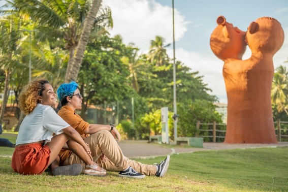 Couple admiring the landscape