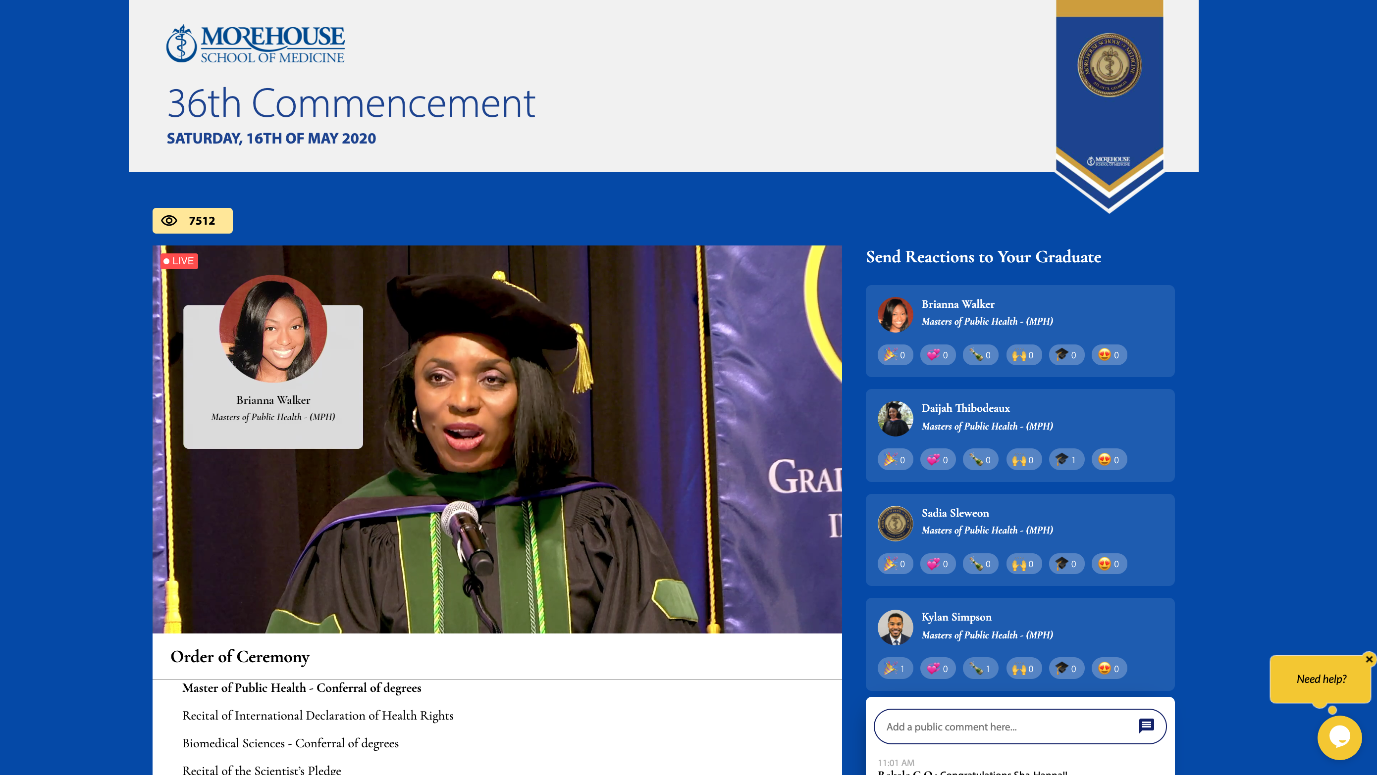 Ngozi F. Anachebe, M.D., Pharm.D., F.A.C.O.G.. Associate Professor, Obstetrics & Gynecology and Associate Dean, Admissions and Student Affairs leads virtual conferral of degrees on Shared Studios platform for Morehouse School of Medicine's 36th Commencement Exercises on May 16, 2020.