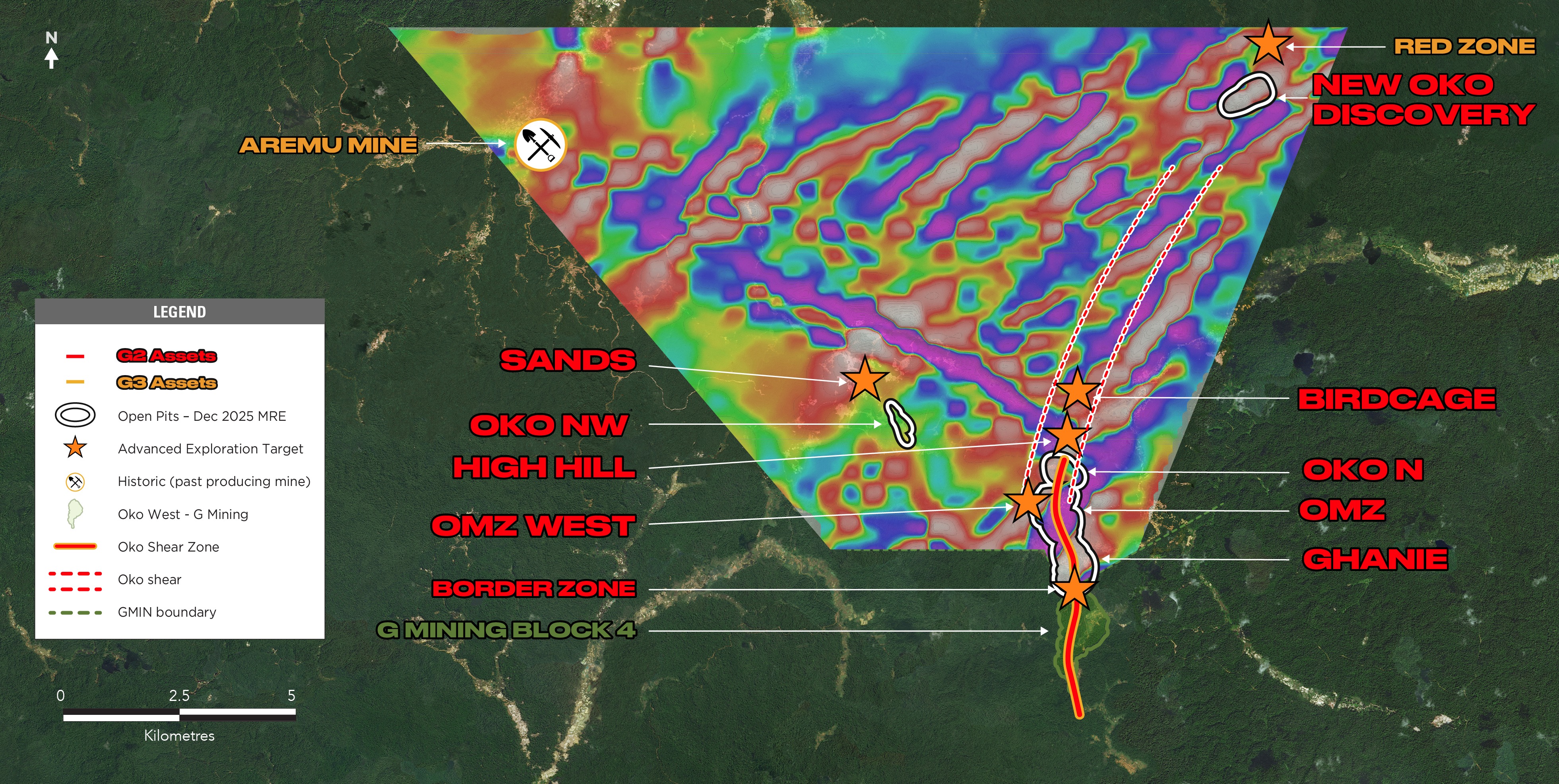 Figure 6 – Oko Project Plan View and Near-Mine resource Growth Targets image