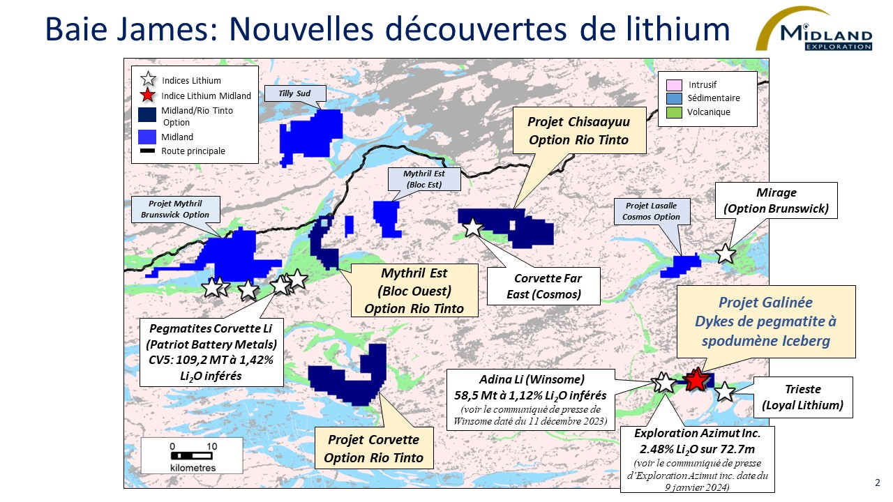 Figure 2 Baie-James-Nouvelles découvertes de lithium