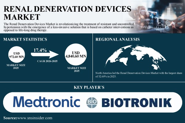 Renal Denervation Devices Market Size to Reach USD 4.84 Billion by 2035, Growing at a CAGR of 17.4% - SNS Insider