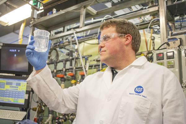 Ben Kaczmarek tests drinking water treatment systems at NSF International for NSF certification to the new lower lead threshold.

Photo Credit: NSF International

 