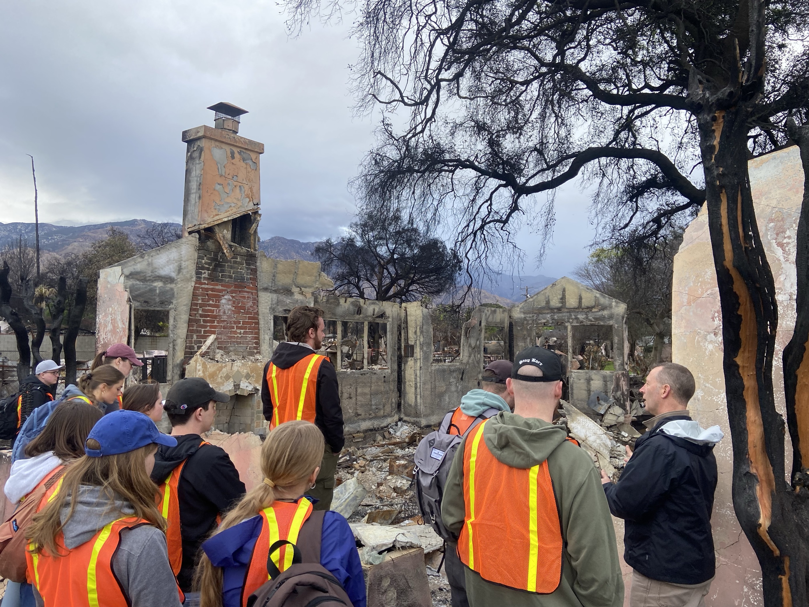 UVU architecture students view home that was burned in the LA wildfires.