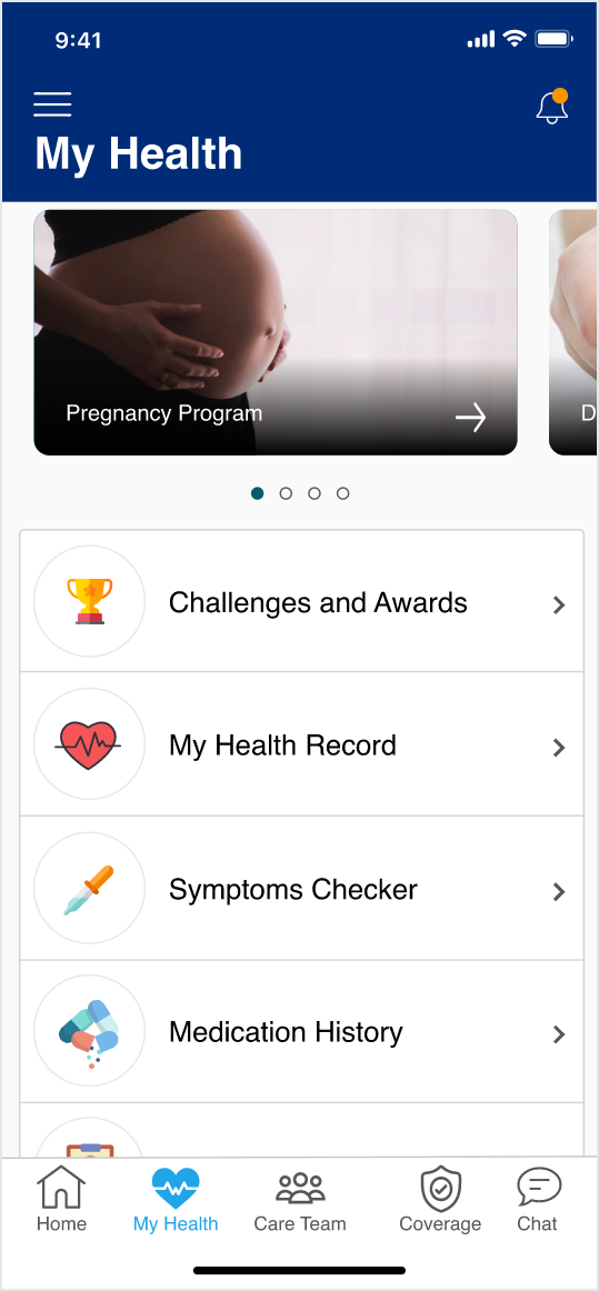 Zyter Member Engagement boasts a modern design and simplified navigation. Key features include:

• Personalized Home Screen – Zyter Member Engagement instantly engages members with customized content based on their health plan, conditions, gender, and other personal preferences. Members can bookmark contact information for their preferred physicians on a “favorites” list for quick reference.

• Simplified Access to Healthcare Information – The user interface displays the member’s updated medication list and includes a symptom checker that provides recommendations for care. Using the advanced Search function, members can easily find nearby pharmacies and urgent care facilities, as well as links to urgent care providers offering virtual appointment options. They can also use the Cost Estimator in the portal or app to research the costs of certain procedures and doctor visits based on historic claim information.