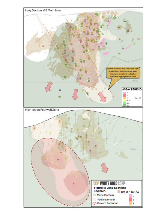 Figure 6 - Golden Saddle Main Zone Long Section