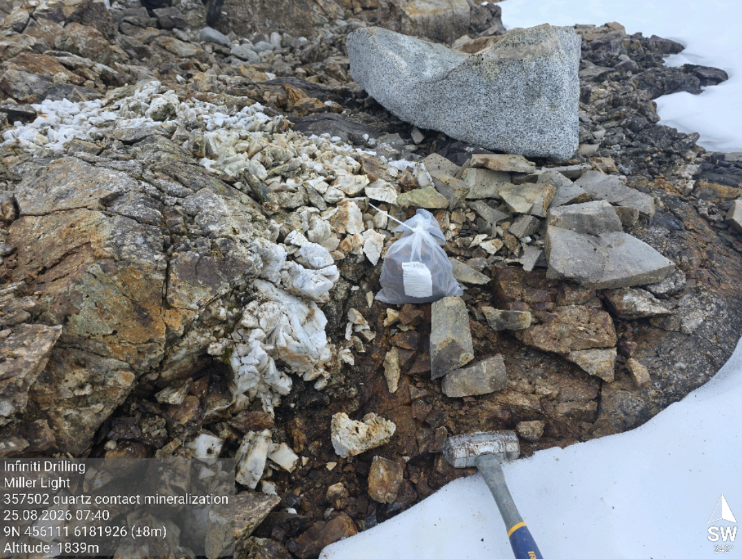 Figure 3: Millar Property - Quartz Contact Mineralization 