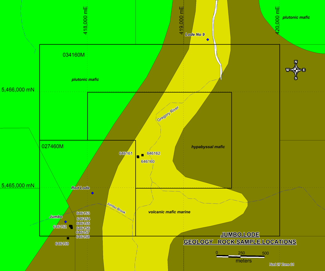 Jumbo Lode Area Rock Sample Locations