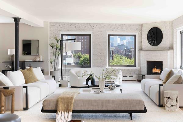 Open-concept living room at 652 Hudson Street 5S/6S