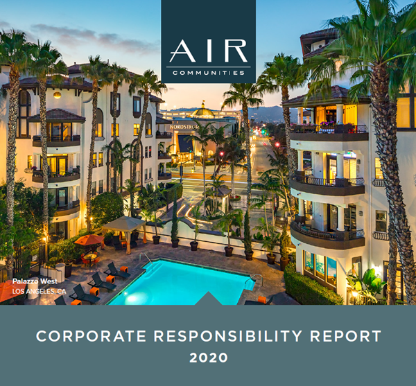 Apartment Income REIT (known as AIR Communities) today announced the publication of its 2020 Corporate Responsibility Report.