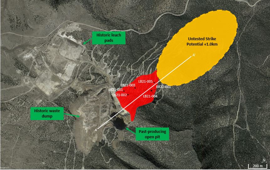 18c51617 beec 4848 bee7 156c268c8ad6 NevGold Intercepts 0.53 g/t Oxide Au over 74.7 Meters And Expands The Mineralized Footprint Over 100 Meters At Resurrection Ridge