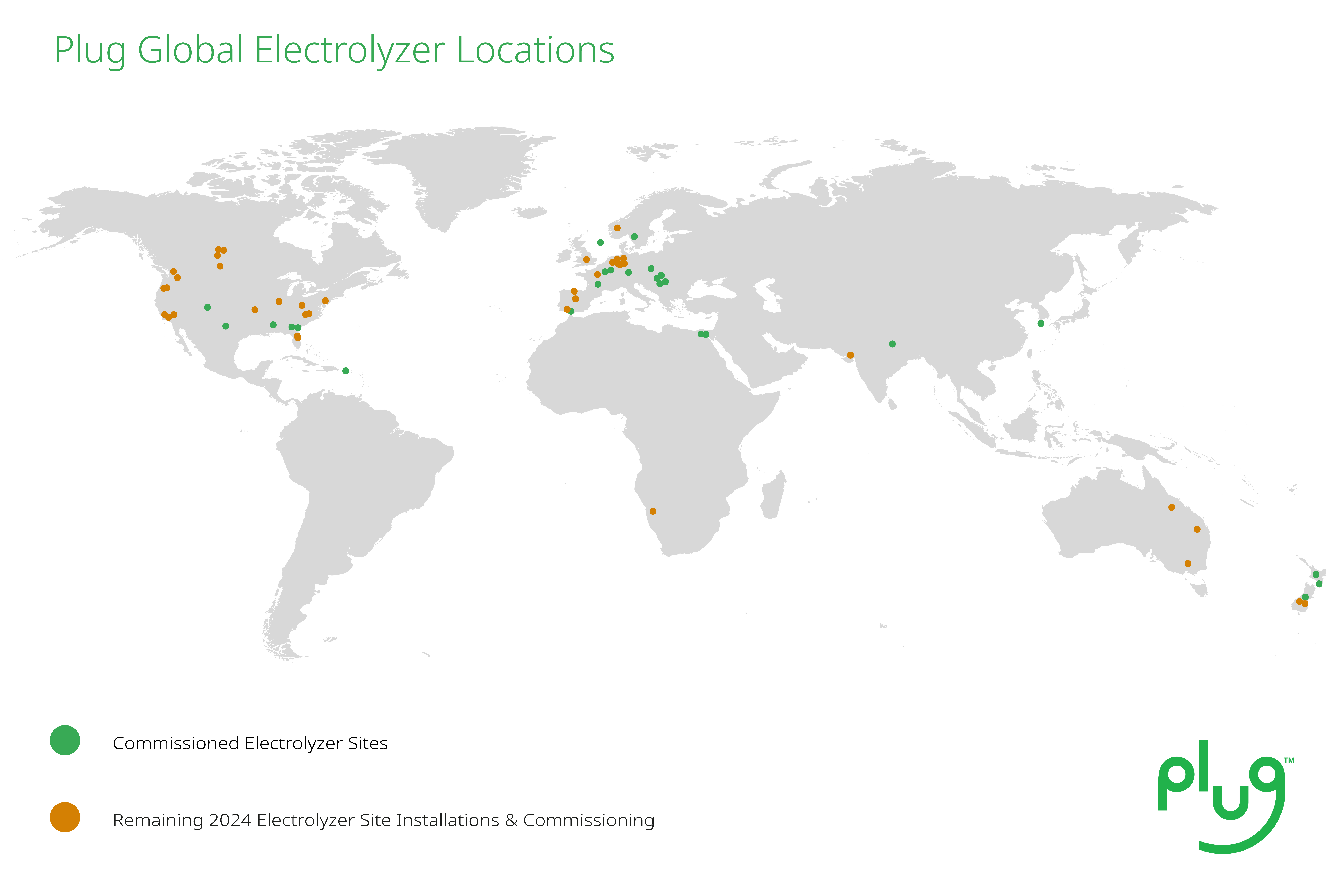 Plug Global Electrolyzer Locations Map - LOAD