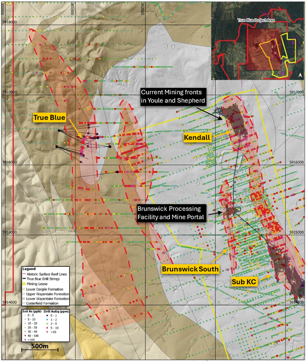 Geological map of Costerfield showing areas of exploration during Q1 FY26
