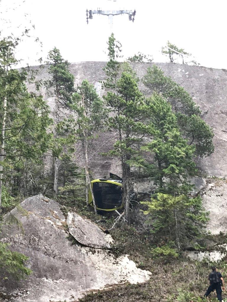 Collapsed gondola in Squamish. Image courtesy Technical Safety BC