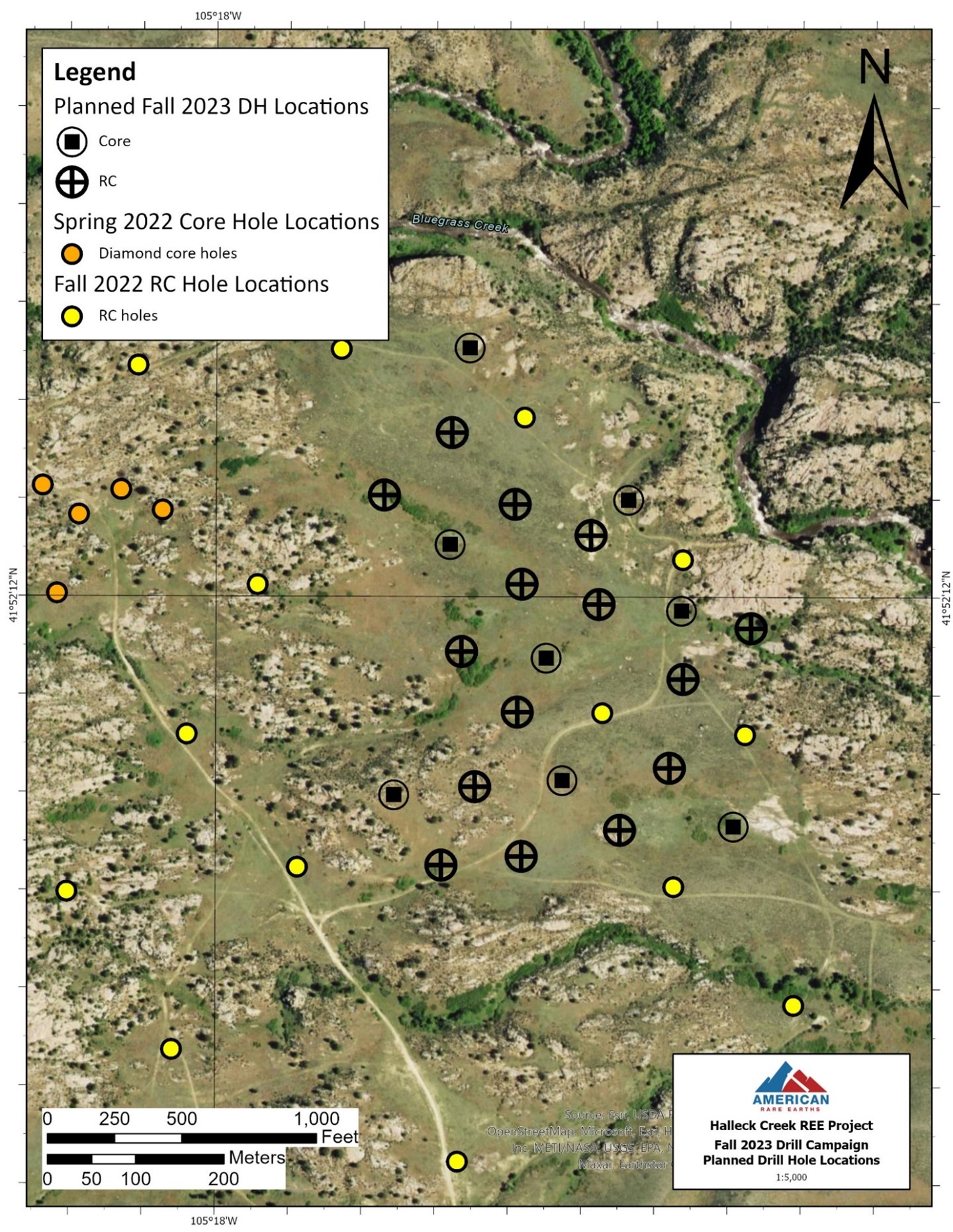 Location of planned drill holes for September 2023 campaign