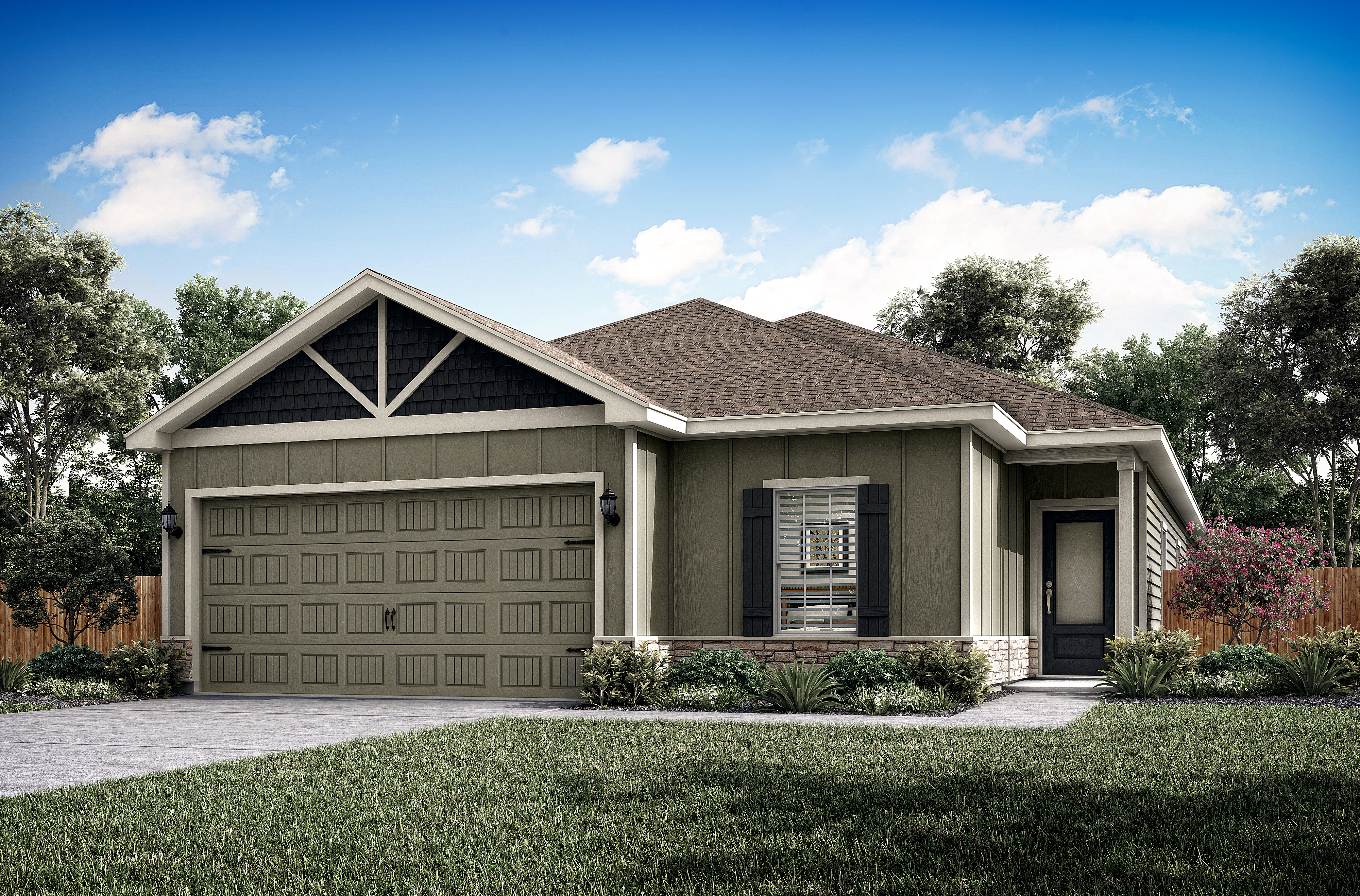 The Jasper Plan by LGI Homes at Sweetwater Ridge in Conroe features four bedrooms, two bathrooms and a large outdoor patio.