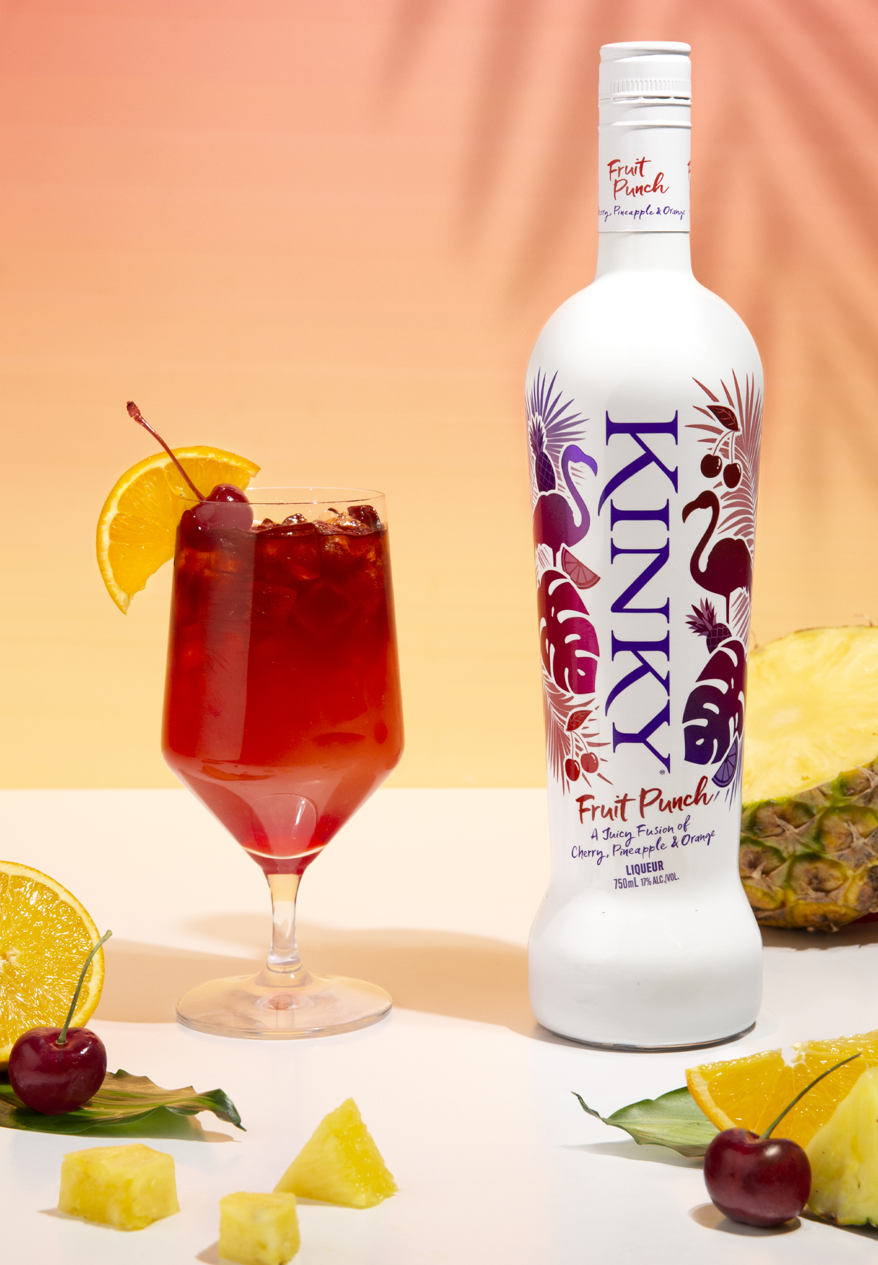 Kinky Fruit Punch Liqueur crafted with super premium vodka distilled 5 times