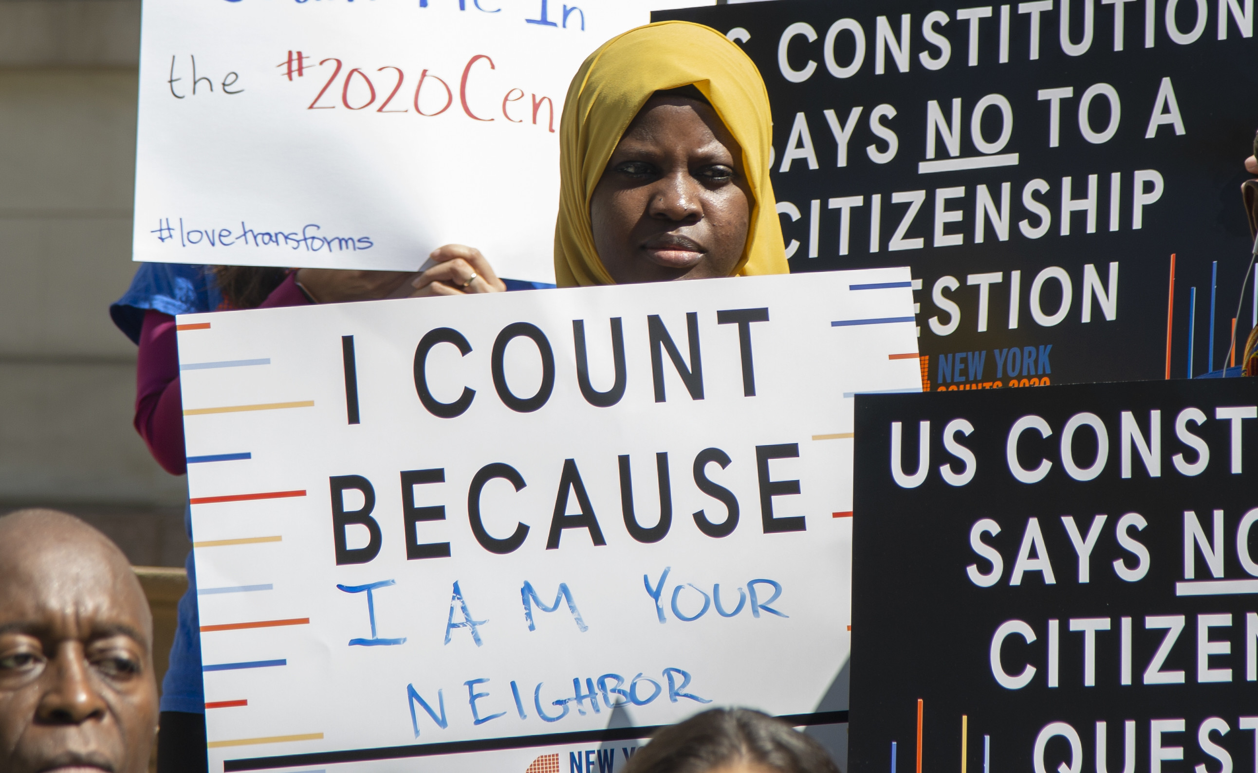 “I Count Because” sign used at a New York City Council press conference, April 23, 2019  Photograph by John McCarten; Courtesy John McCarten / New York City Council