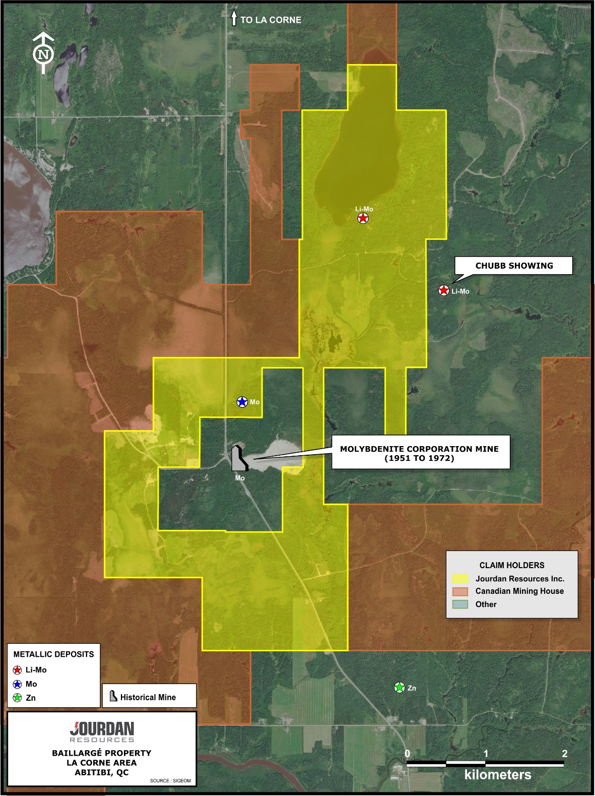 A map with a key showing historic lithium sites