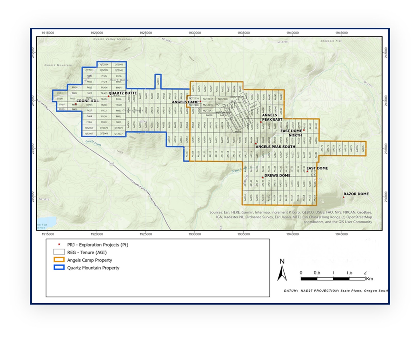 Figure 1. Location of Quartz Mountain and Angel’s Camp claim areas. image