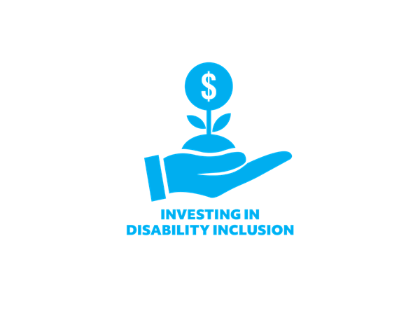 Investing in Inclusion icon with hand holding money tree