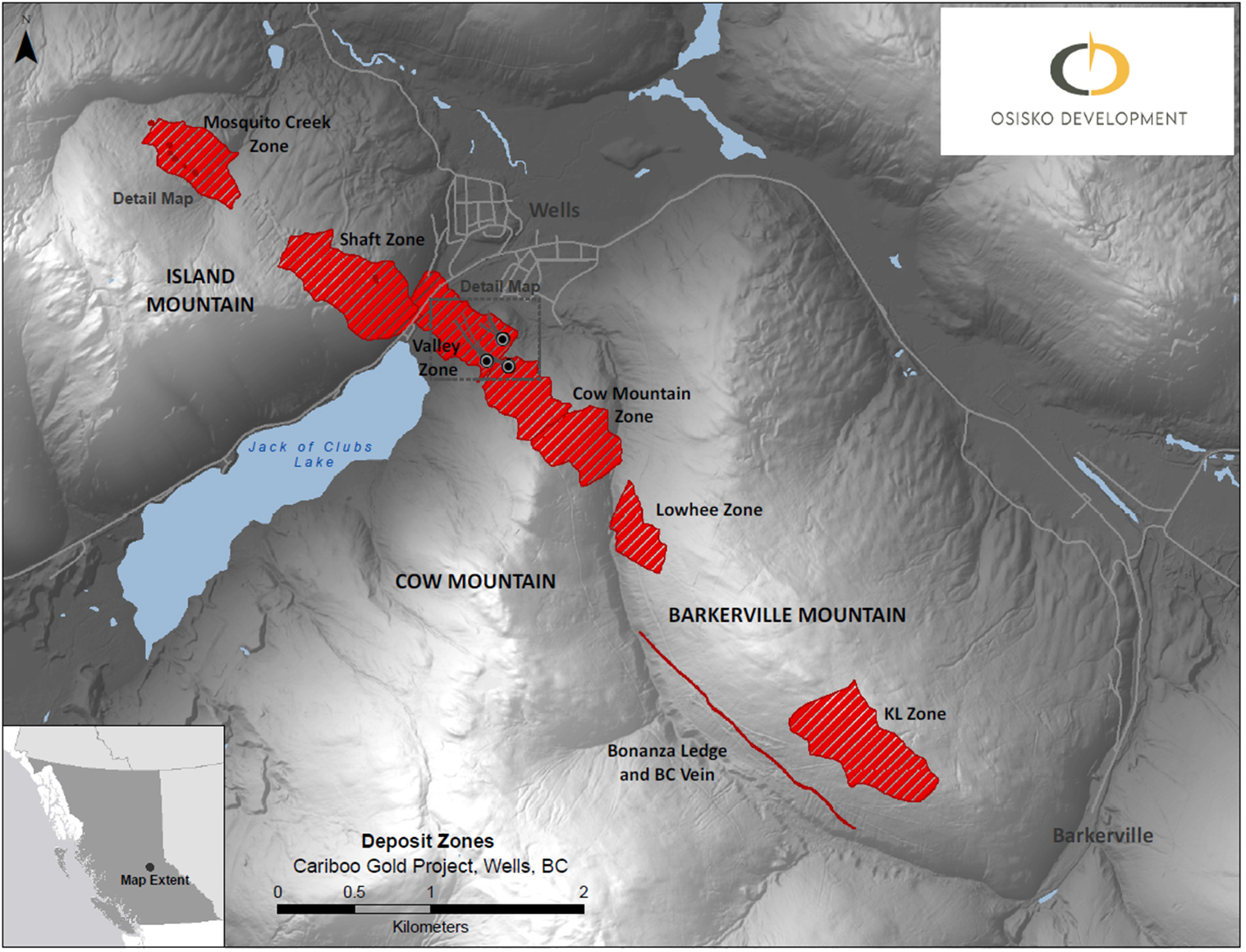 Figure 1: Cariboo Deposit Areas