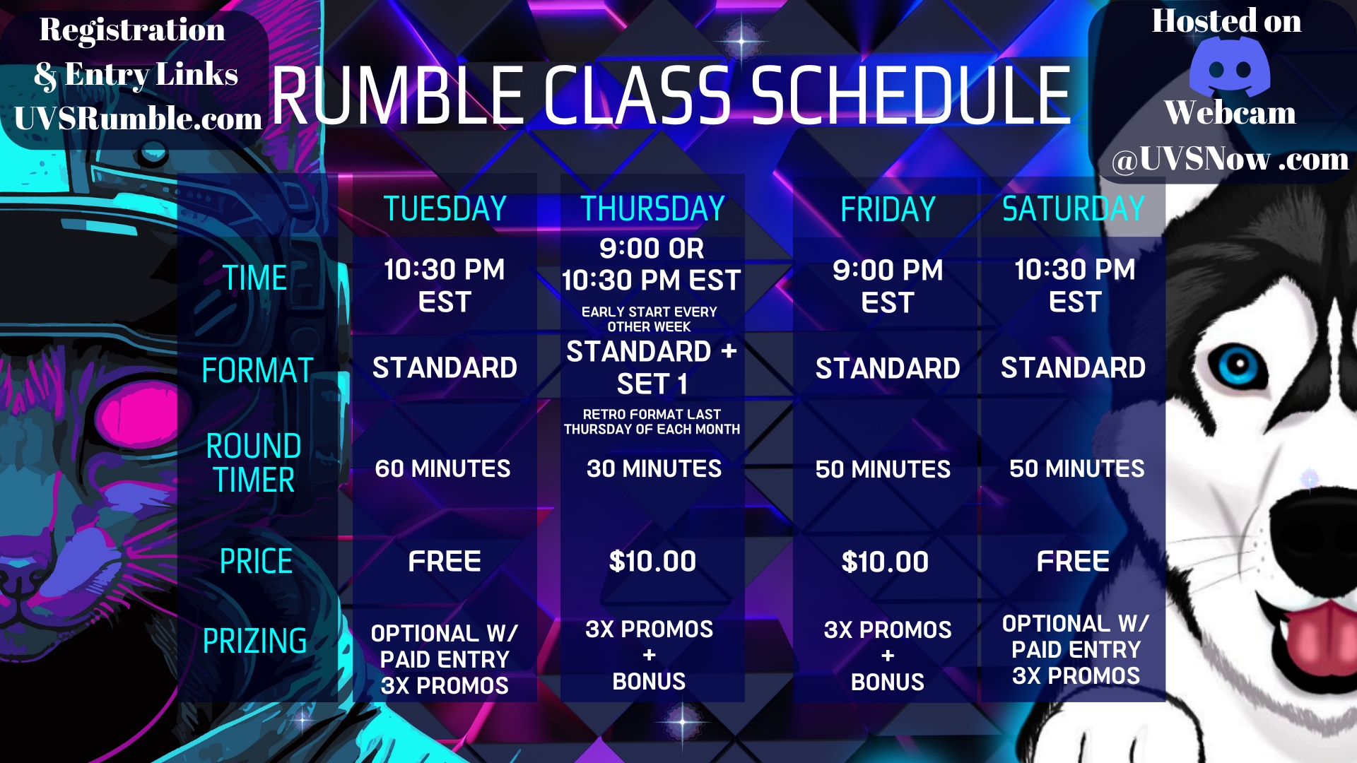 RumbleRama Schedule of Weekly Events