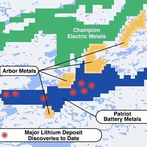 Map of Arbor Metal Corp.'s Jarnet Lithium Claims