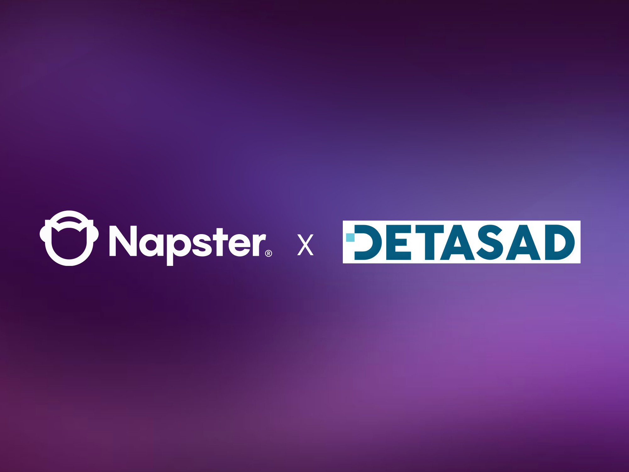 A logo lockup of Napster's and DETASAD's logos