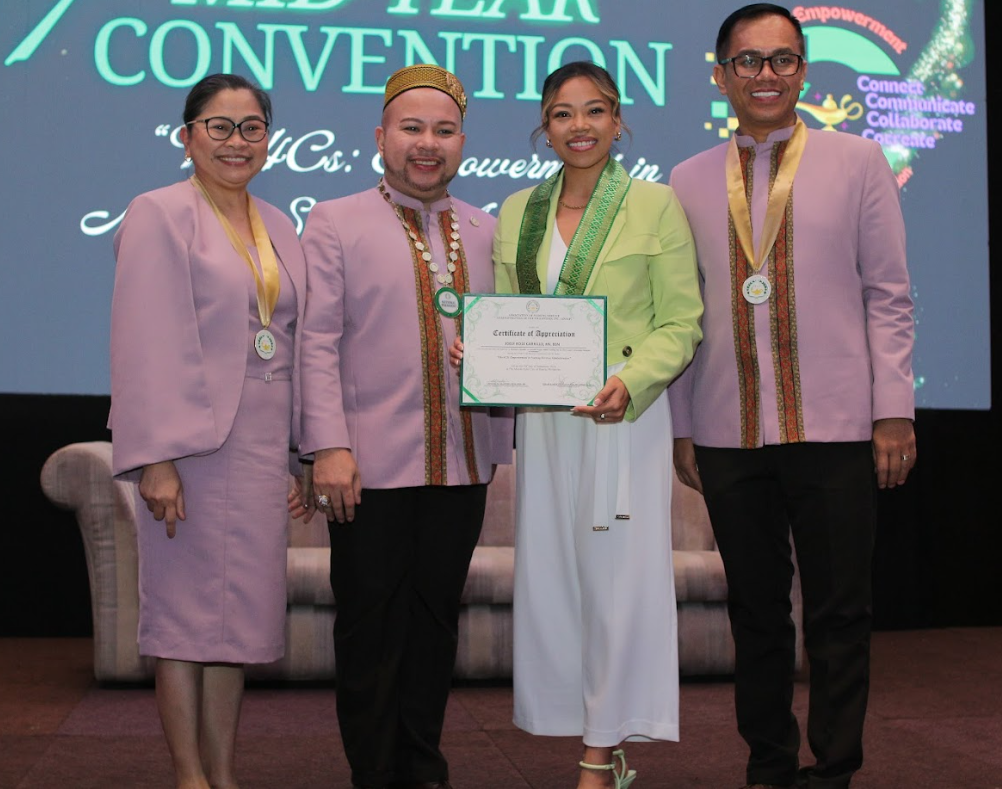 (L to R) ANSAP Chairperson Elise Timbreza Antiporta-Tee, RN, RPh, PhD, ANSAP National President Omar Montejo, MAN-NSA, RN, FPSQUA, MHA, MedPro International Senior Manager of International Testing Joely Carrillo RN, and ANSAP Over-all Chairperson Arnold M. Maniebo, DNS, MSN, RN.