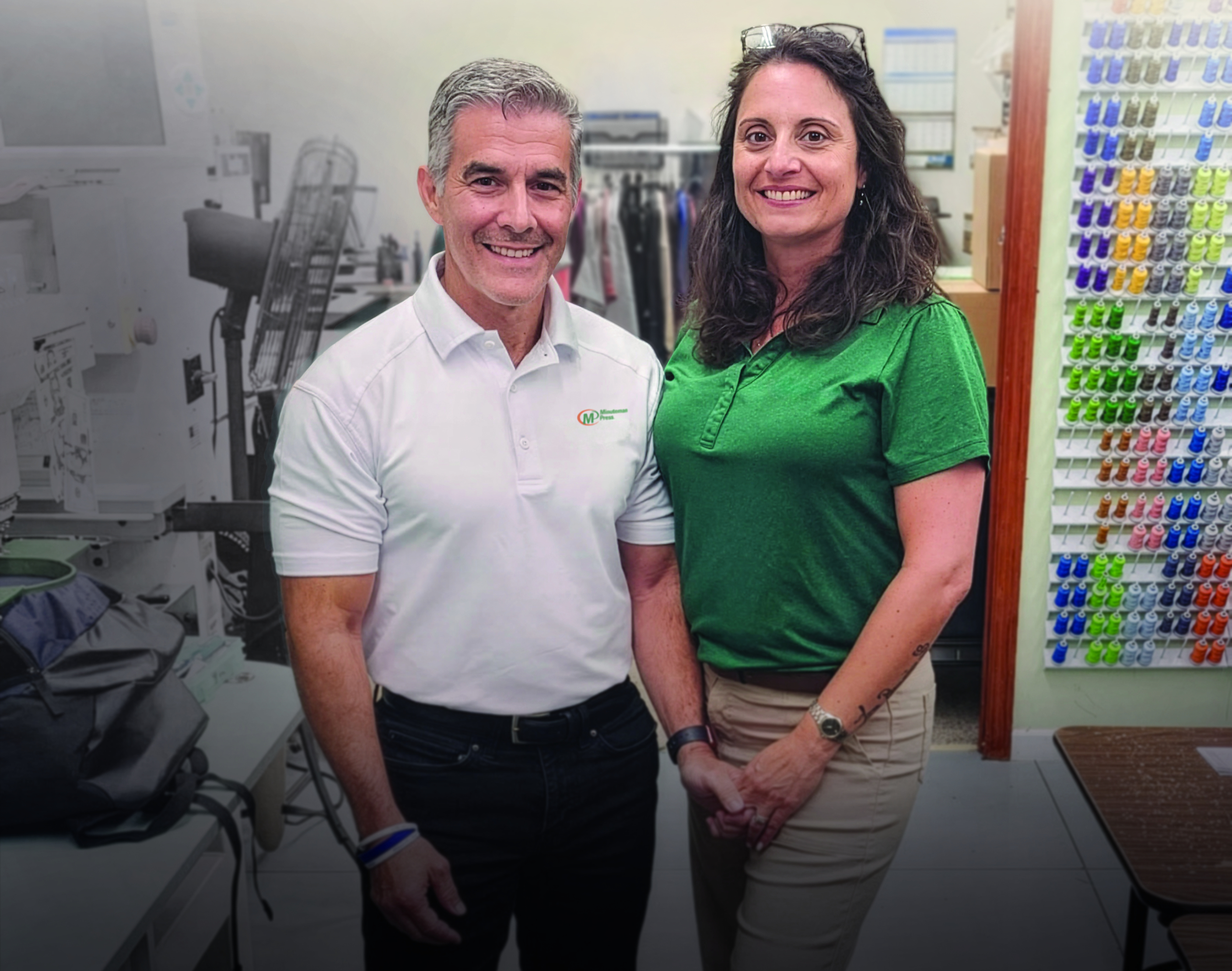 Minuteman Press Concord NC Jorge and Kathy Cruz Apparel Area